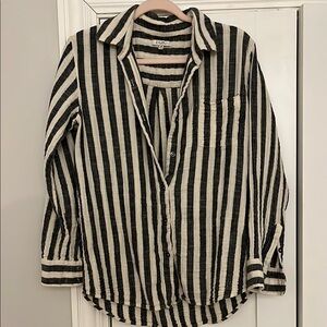 Z Supply Black and White Striped Button Down Shirt